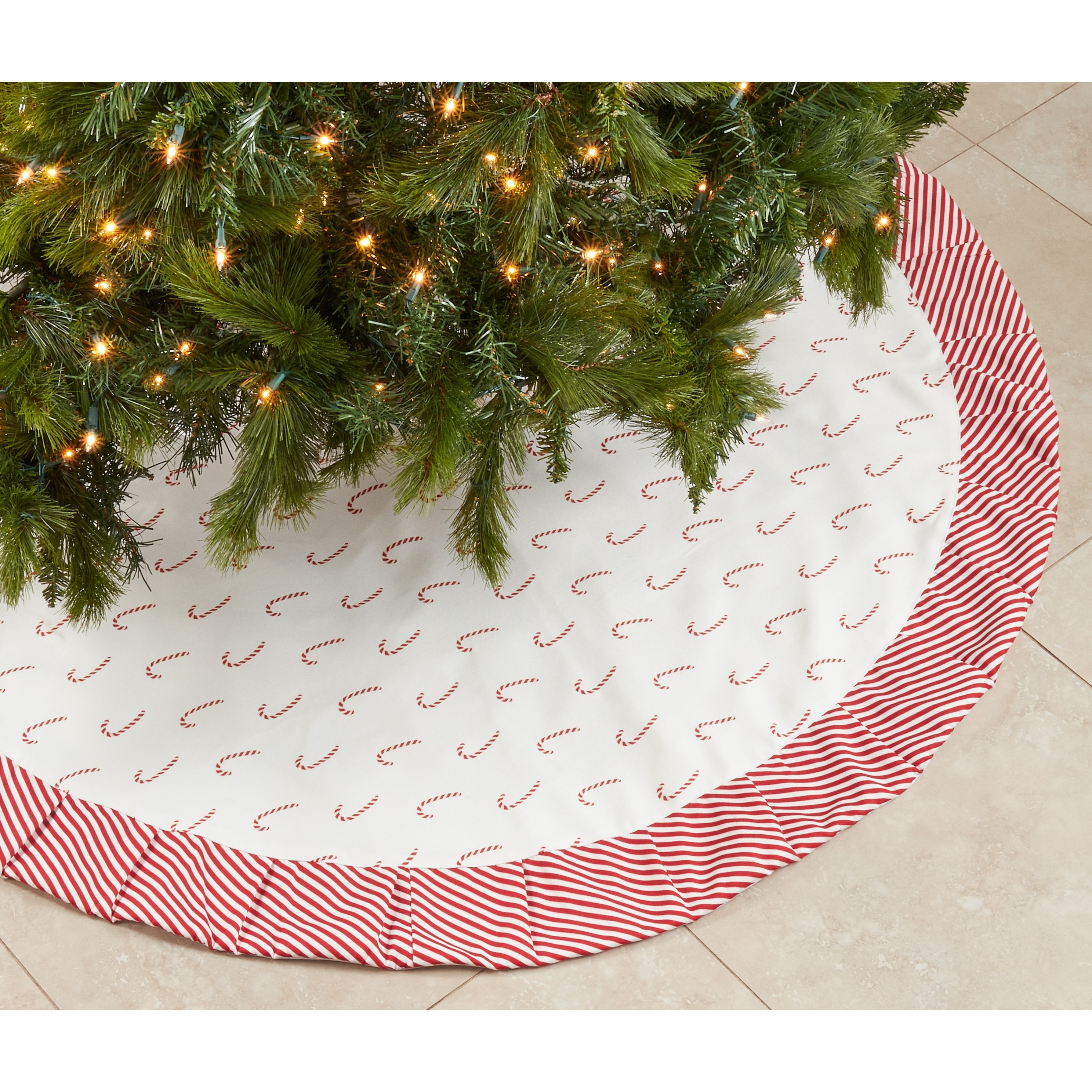 Saro Lifestyle Candy Cane Design Round Tree Skirt