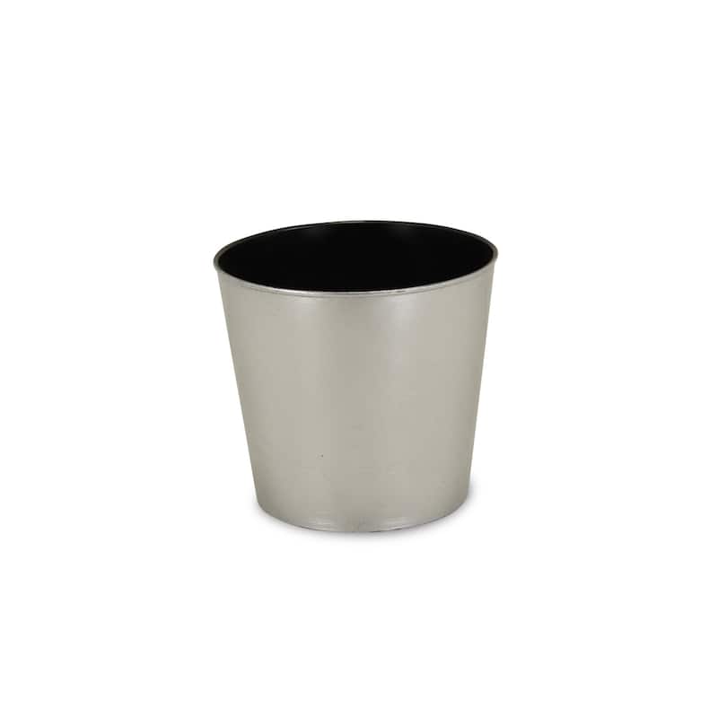 HomeRoots 9" Silver Recycled Plastic Indoor Outdoor Round Nursery Pot