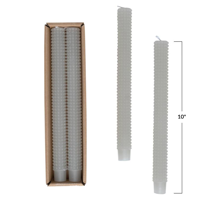 Unscented Hobnail Taper Candles in Box - 1.0"L x 1.0"W x 10.0"H