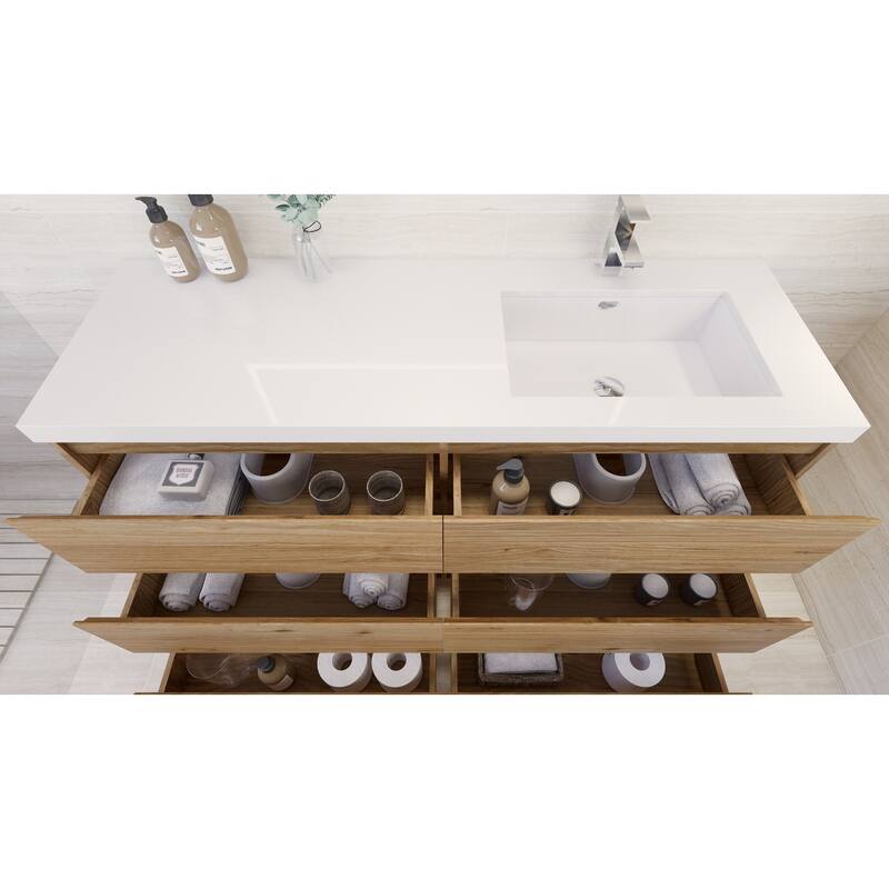 Aron 60'' Freestanding Vanity with Right Single Sink