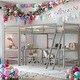 preview thumbnail 2 of 22, Twin L-Shaped Loft Bed with Desks, Gray