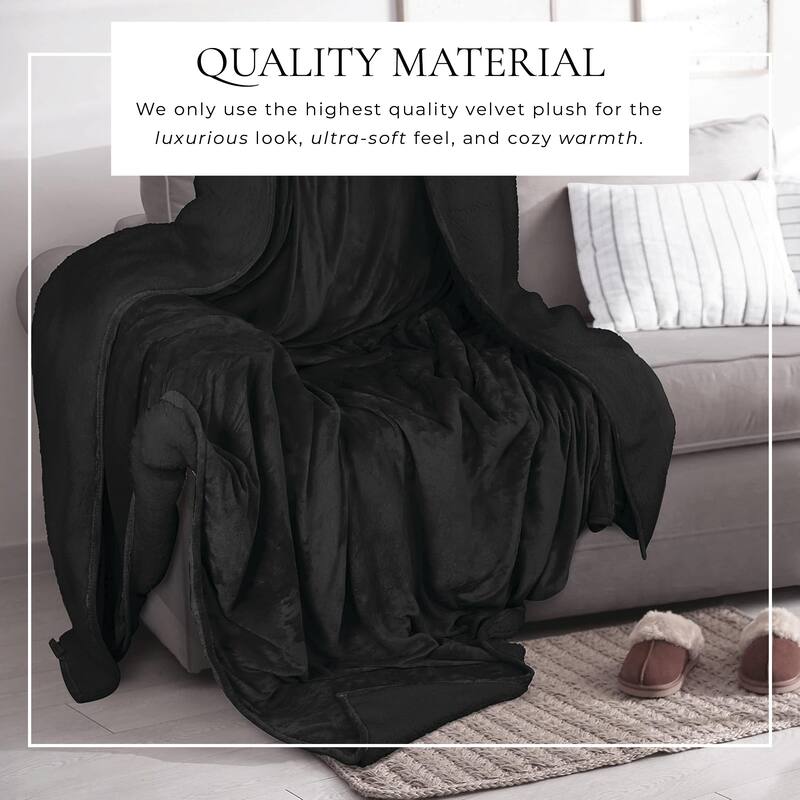 Linery & Co. Velvet Plush Reversible Sherpa Bed Blanket