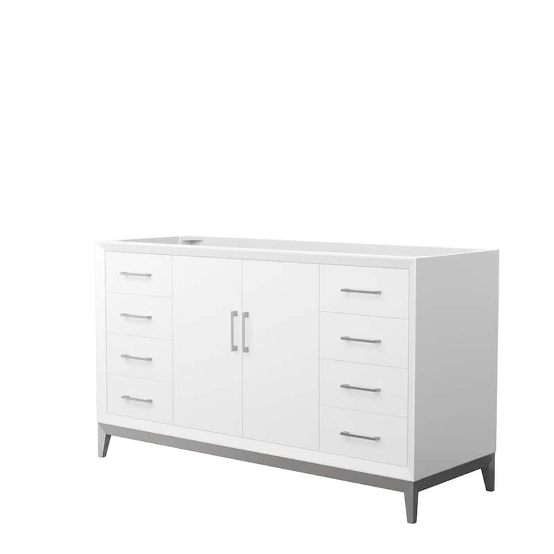 Amici Single Bathroom Vanity Cabinet - 60-Inch Single - White, Brushed Nickel Trim, No Top