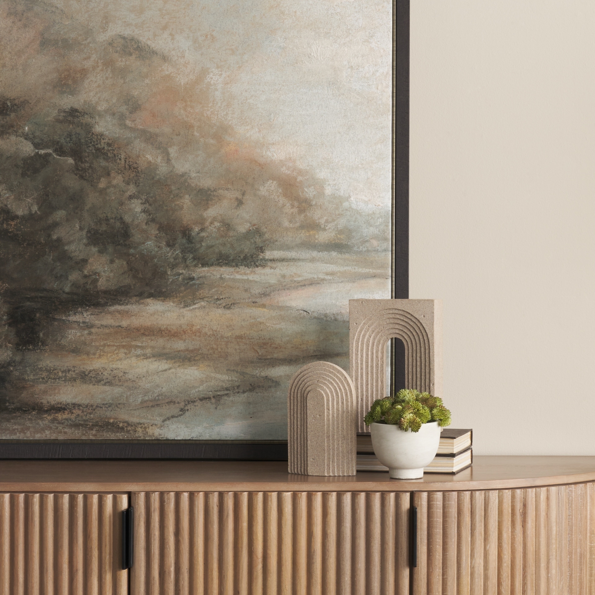 Mercana Kael Resin Textured Concrete Gray / Sandstone Decorative Object