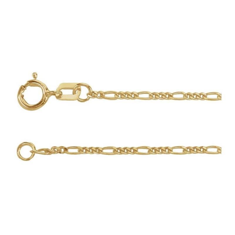 Curata 14k Yellow Gold 1.28mm Figaro Chain Necklace (Lobster)