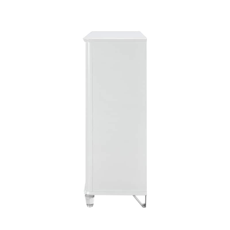 HomeRoots 38" Gray And White Wood Five Drawer Dresser
