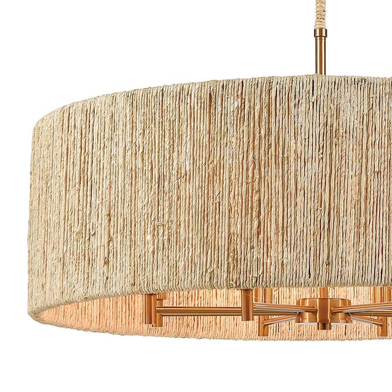 Abaca 24-inch Wide 5-Light Chandelier in Satin Brass