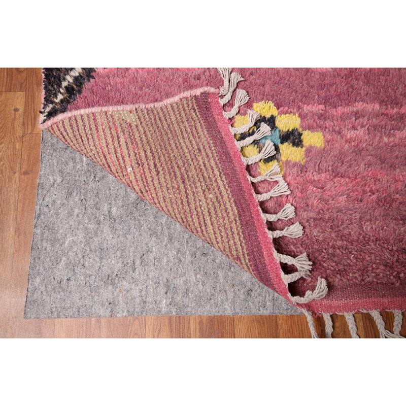 Pink Geometric Moroccan Large Area Rug Hand-Knotted Wool Carpet - 9'10" x 14'7"