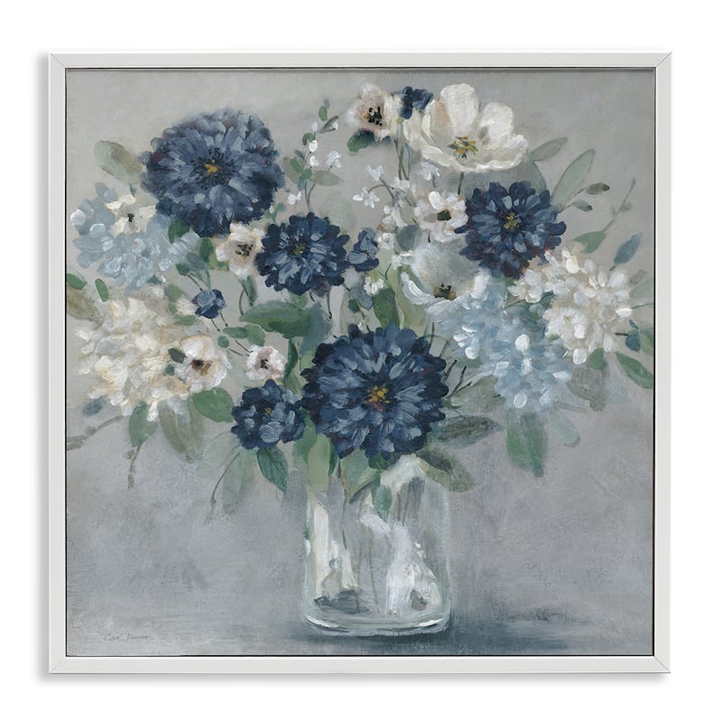 Stupell Blue Mums Mixed Bouquet Framed Giclee Art Design By Carol Robinson - 24 x 24 - White