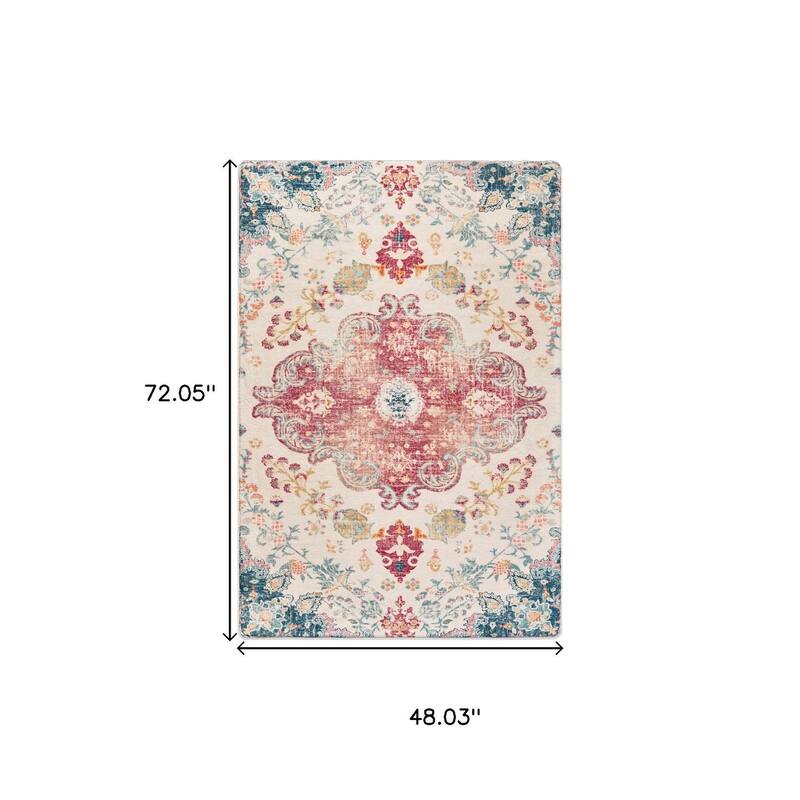 HomeRoots Medallion Traditional Rectangle Area Rug