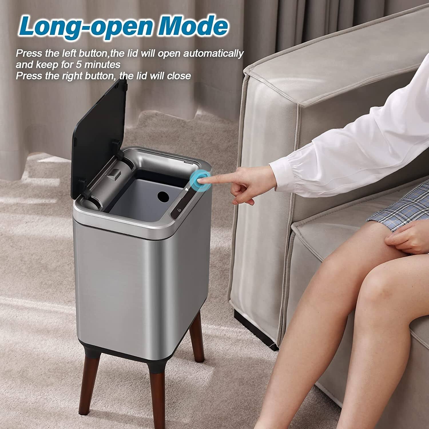 Automatic Trash Can with Lid 2.5 Gallon Stainless Steel Trash Can