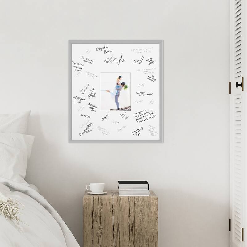Hera Signature Mat Picture Frame - Autograph Photo Frame Guest Book Alternative for Weddings, Graduations, or Retirement