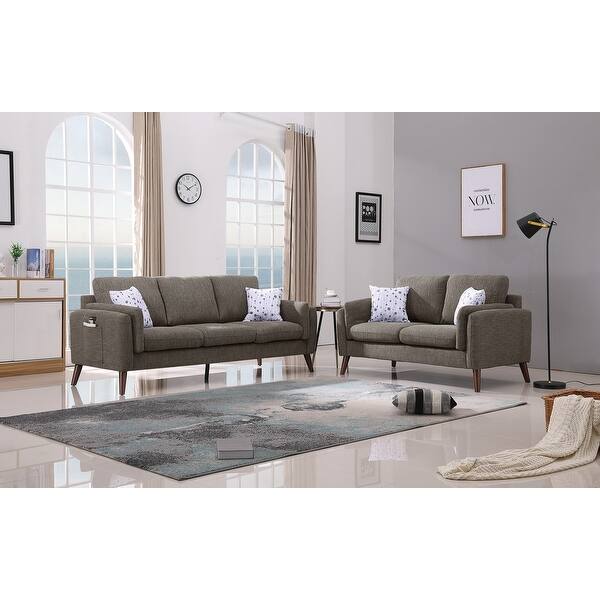 Winston Fabaric Sofa And Loveseat Living Room Set With Usb Charger And Tablet Pocket Overstock 31516784