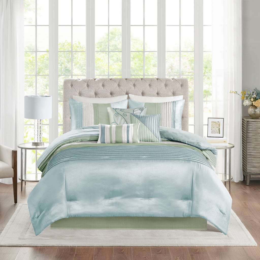 Madison Park Chester Green/ Blue 7-piece Comforter Set