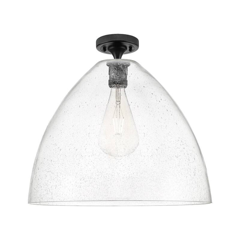 Innovations Lighting 434-1F-10-16 Crown Point Flush Dome Crown Point - Matte Black / Seedy