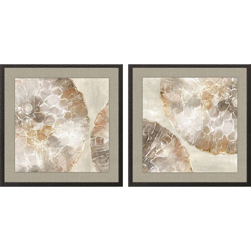 Golden Medallions S/2 Framed Art Giclee Under Glass - 21 X 21 X 1