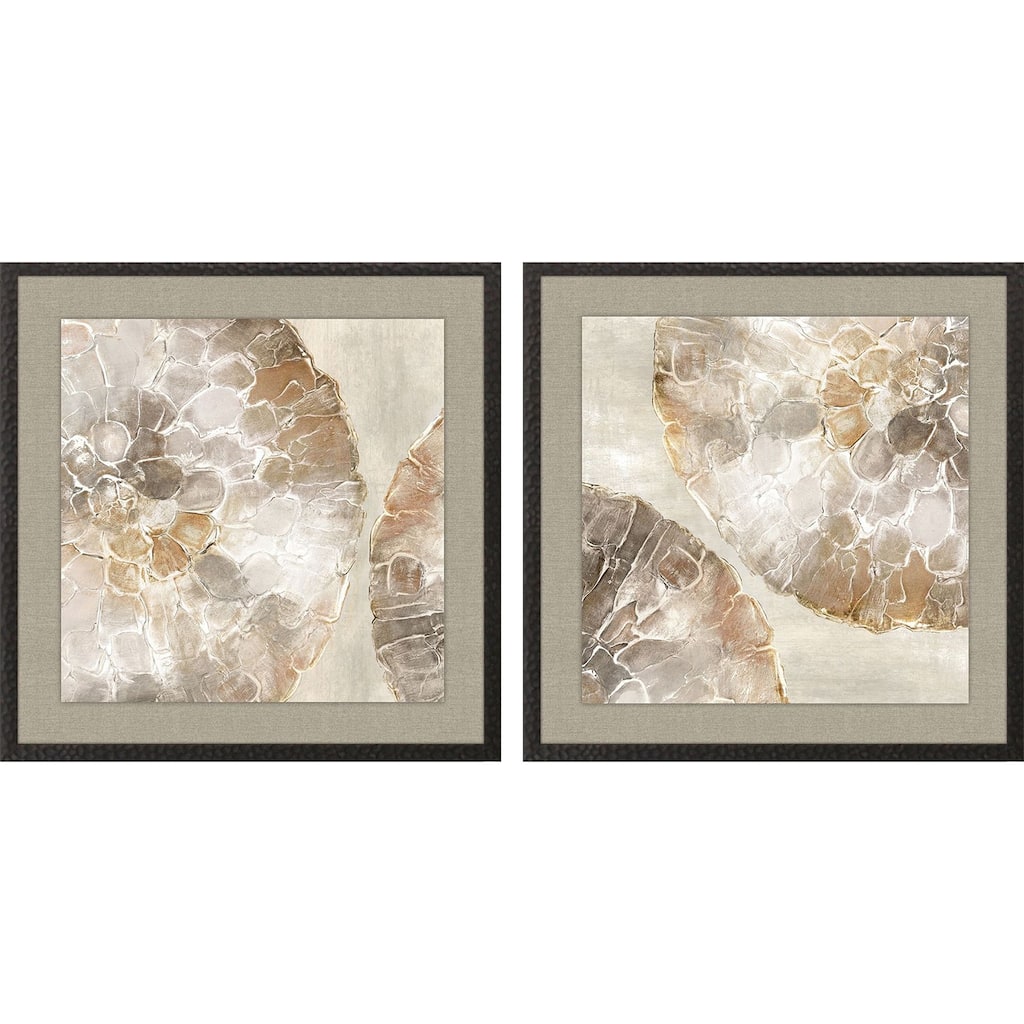 Golden Medallions S/2 Framed Art Giclee Under Glass