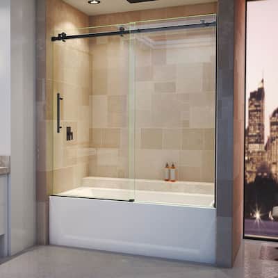 DreamLine Enigma Air 56-60 in. W x 62 in. H Frameless Sliding Tub Door in Satin Black