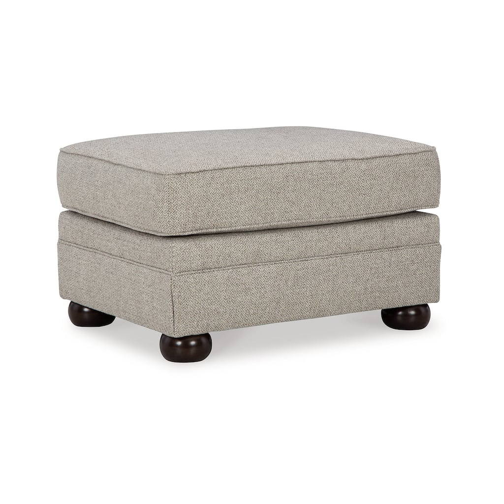 Gael Ottoman, Soft Cushioned Gray Beige Polyester, Dark Brown, 31 Inch