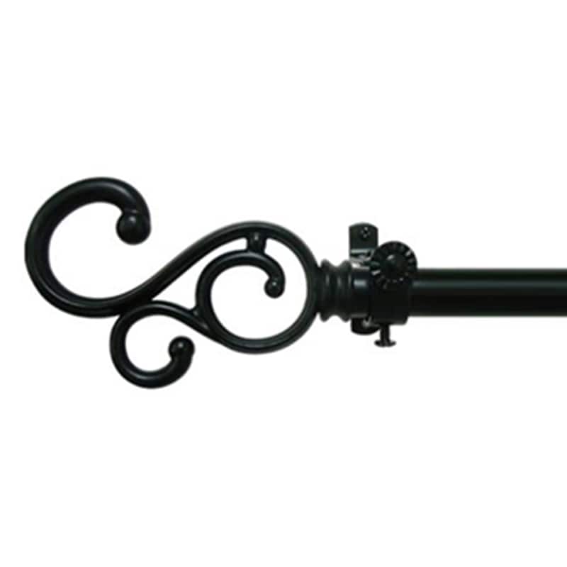 ewter, 28-48 Inches Buono II Medley Adjustable Window Curtain Rod, Black, 28-48 Inches - 66-120 Inches
