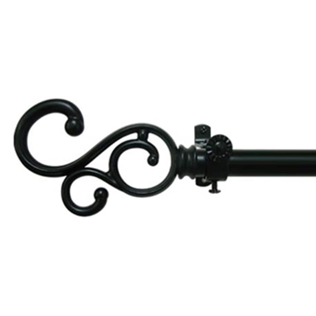 ewter, 28-48 Inches Buono II Medley Adjustable Window Curtain Rod, Black, 28-48 Inches
