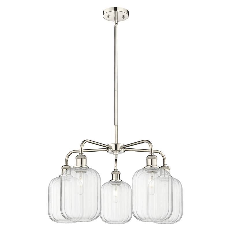 Innovations Lighting Endless Possibilities Ballston - Preston - 5 Light 25" Jar Shade Stem Hung Chandelier - Clear/Polished Nickel