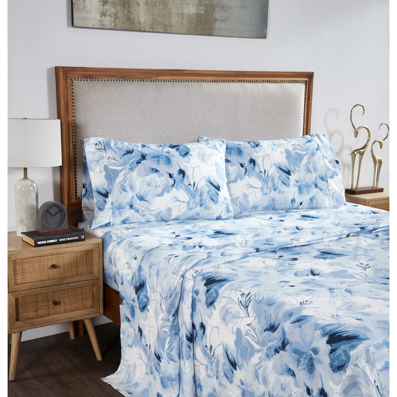Better Trends Rosalia Collection 4-Piece Microfiber Floral Bedsheet Set - Soft, Durable & Machine Washable