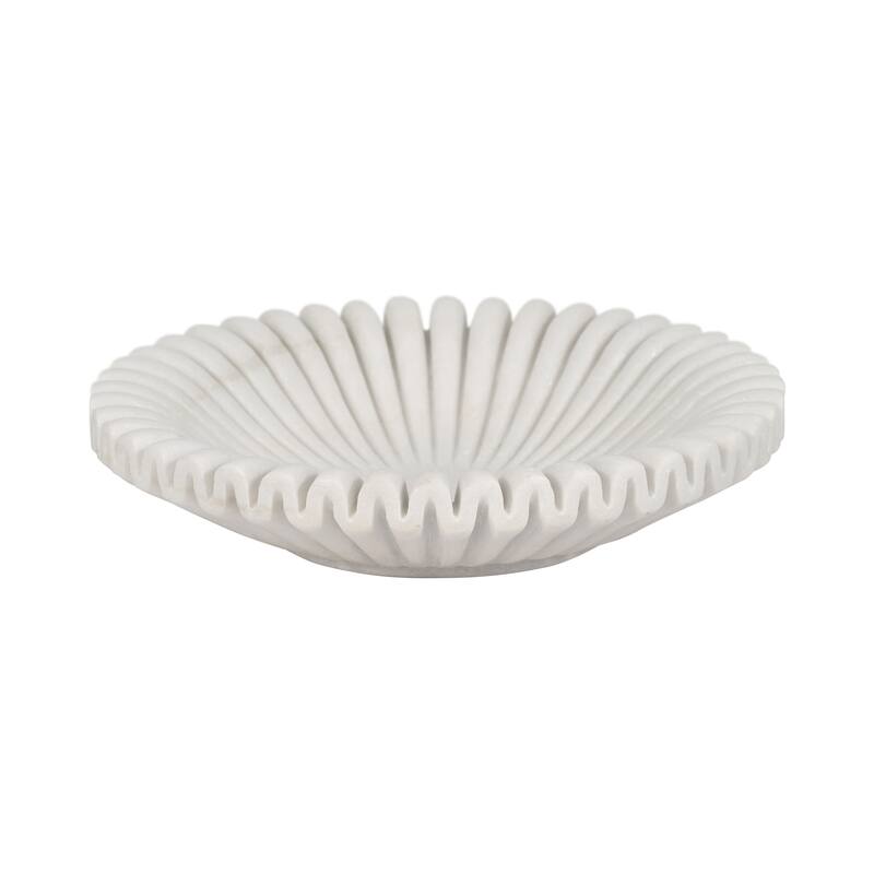 Sagebrook Home Ceramic Decorative Bowl in Elegant White, Modern Home Decor, Single Piece, 12 Inches - 12" x 12" x 3"