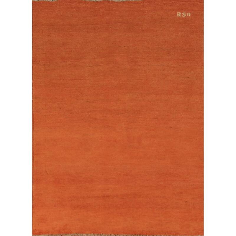 Solid Gabbeh Modern Rug Hand-Knotted Oriental Wool Carpet - 4'2" x 5'10"