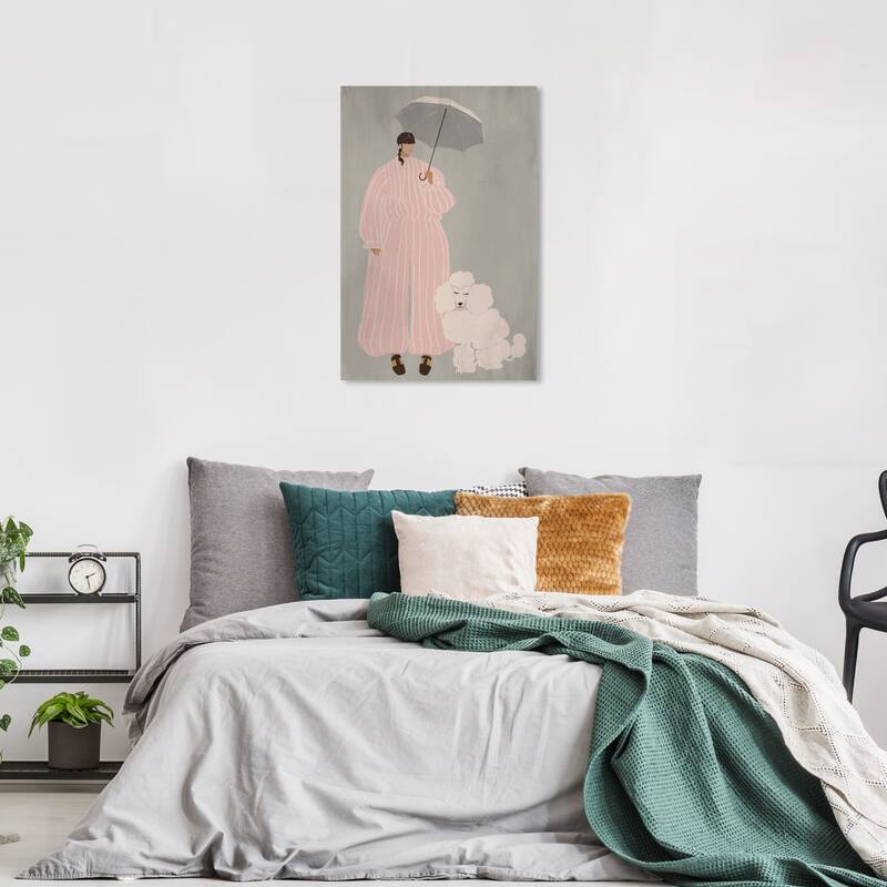 Wynwood Studio Canvas Fashion and Glam Fluff and Stripes Pink and Light Pink Modern & Contemporary Wall Art Canvas Print - 36 x 24