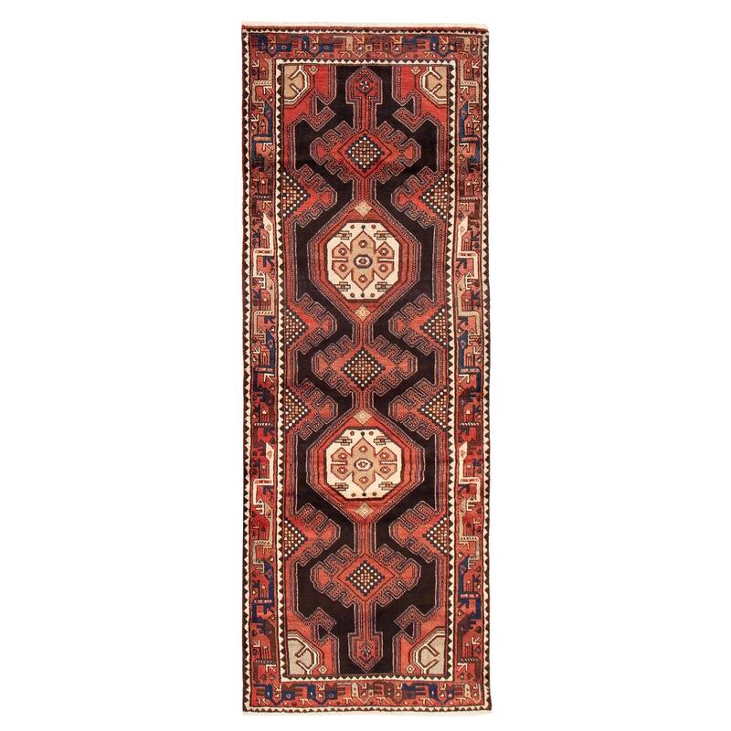 Konya Anatolian Black, Red Rug 3'5" x 9'6" - 3'5 x 9'6 - Black/ Red - 3'5 x 9'6