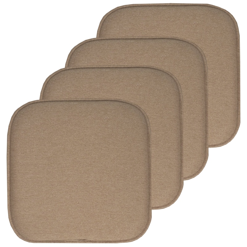 Charlotte Jacquard Cover Memory Foam Chair Pads - Taupe - Set of 4