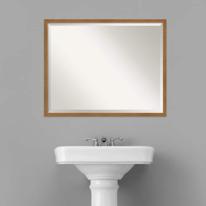 Beveled Wood Bathroom Wall Mirror - Carlisle Blonde Narrow Frame - Carlisle Blonde Narrow
