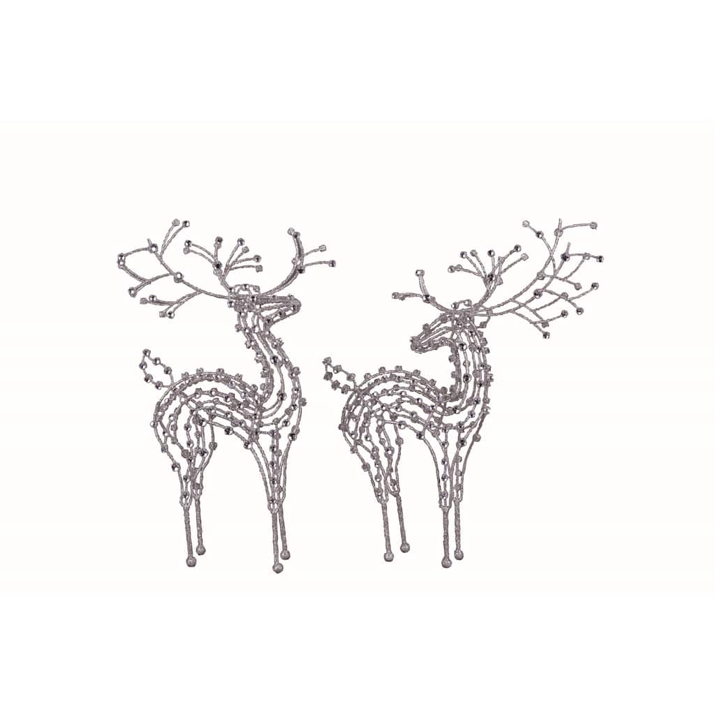 Transpac Metal Glitter Wire Reindeer Set of 2 Christmas Home Decorations
