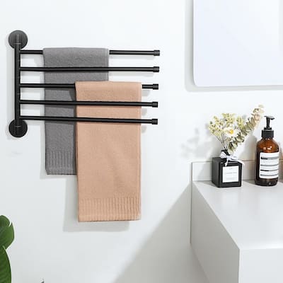 Wing Out Towel Rack,Folding Hand Towel Bar 5 Bars Arm Towel Holder Towel Hanger - 5-Bars