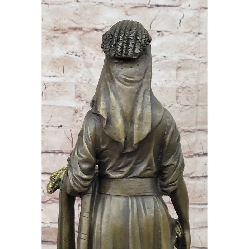 French Artist Bouret Maiden Girl Gold Patina Bronze Sculpture Hot Cast Figurine