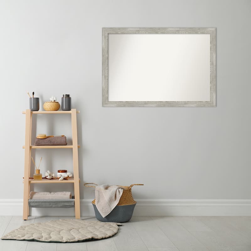 Non-Beveled Bathroom Wall Mirror - Dove Greywash Narrow Frame