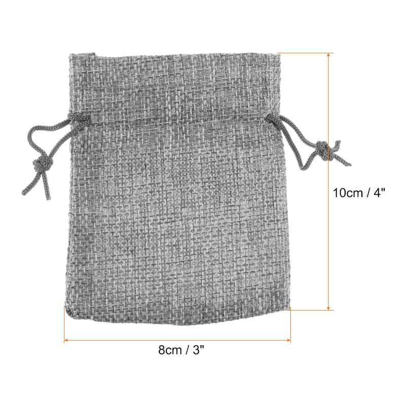 25Pcs Drawstring Burlap Gift Bags 3" x 4" Linen Sack Jewelry Pouches - 3" x 4" - Grey