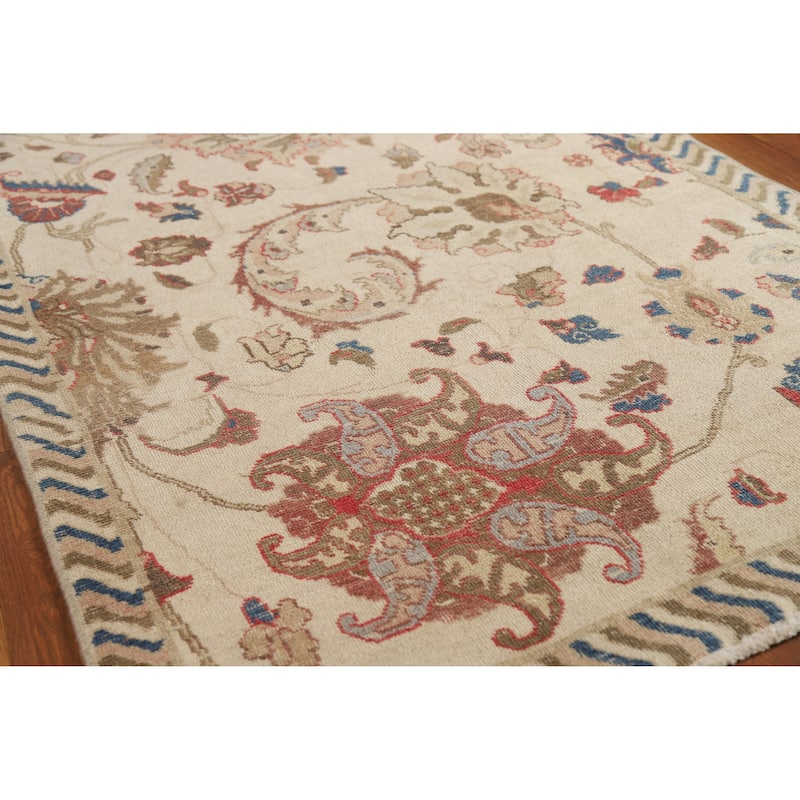 Hand Knotted Oriental 100% Wool Carpet Traditional All-Over Beige & Ivories Tabriz Runner Rug - 11' 1'' X 3' 3''