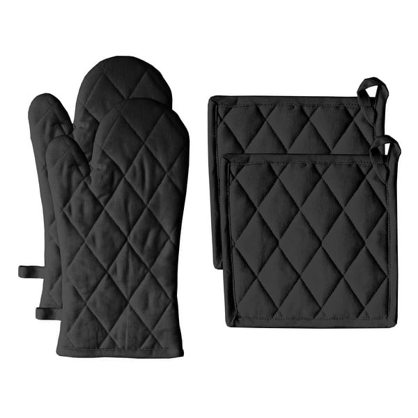 Fabstyles Solo Waffle Cotton Oven Mitt & Pot Holder Set of 4 - 7x12 , 8x8 -  On Sale - Bed Bath & Beyond - 33907928