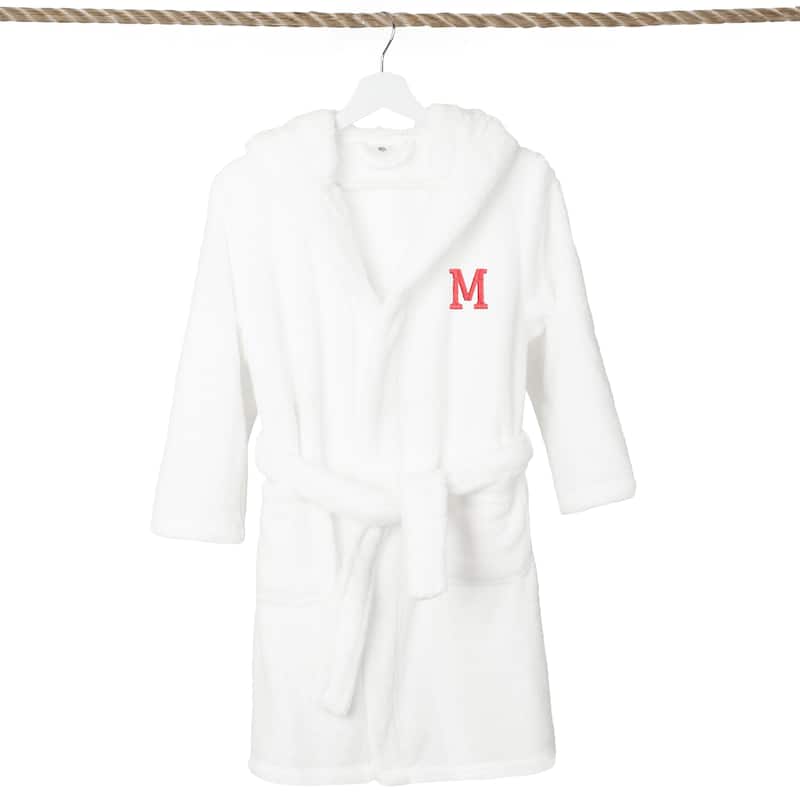 Sweet Kids 100% Polyester SUPER PLUSH Double Brushed Hooded Bathrobe with Pink Bookman Monogram