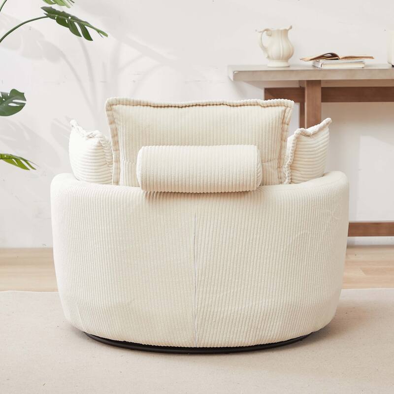 Oversized Swivel Chair with moon storage ottoman