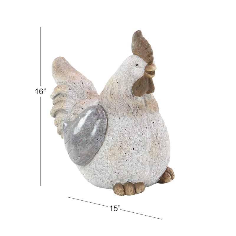 Polystone Chicken Indoor Outdoor Garden Sculpture - Gray - Roche River Decor