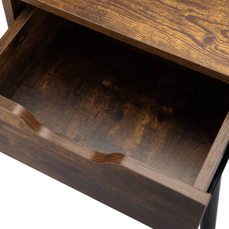 Set of 2 Mid-Century Wooden Nightstand, Side Table with 1 Storage Drawer