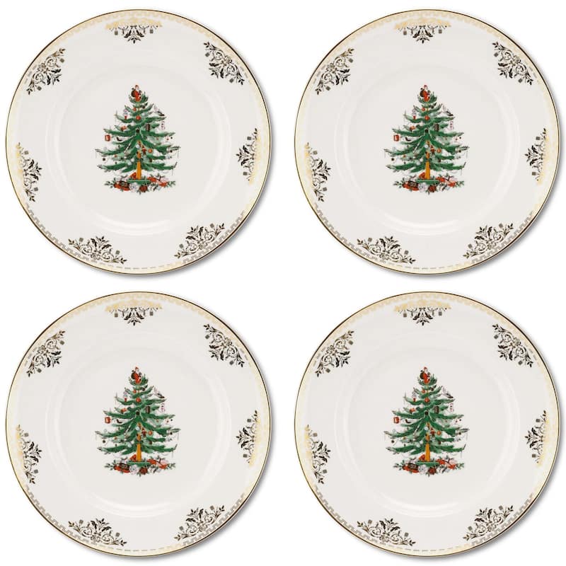 Spode Christmas Tree Set of 4 Gold Plates - 10 inches