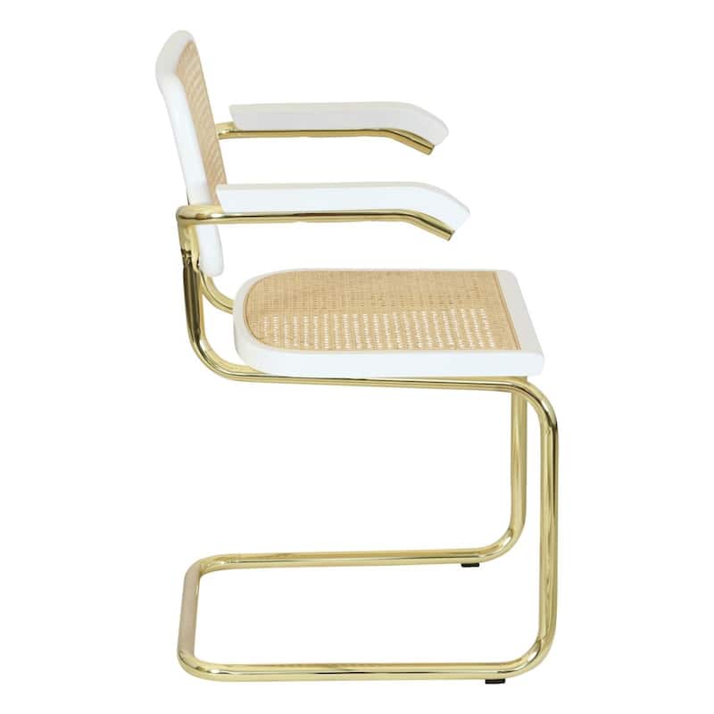 Breuer Chair Company Marcel Breuer Cesca Cane Cantilever Armchair Arm Chair w/ Brass Steel Frame (Various Wood & Cane Colors)
