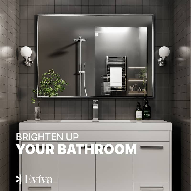 Eviva Sax 42" x 30" Rectangular Chrome Metal Framed Mirror