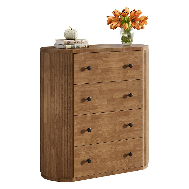 4-Drawer Wood Chest, Storage Cabinet Organizer for Bedroom, Living Room, Entryway