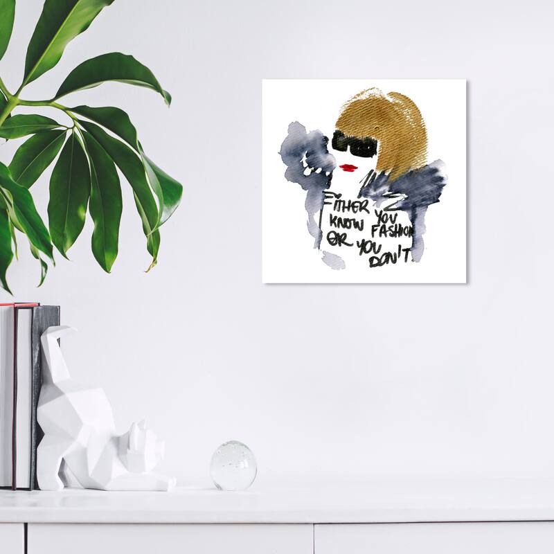 Wynwood Studio Prints Fashion and Glam Do you Know Fashion White and Metallic Gold Glam Wall Art Canvas Print - 12 x 12