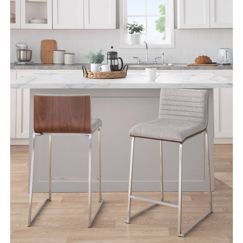 Silver Orchid Magda 26" Fixed-Height Upholstered Counter Stool (Set of 2)